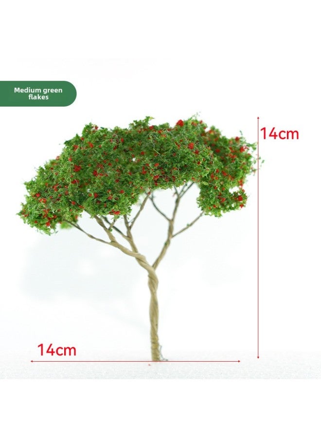 Miniature Simulation Wire Plant Sand Table Model Hand-made Platform With Base Paste Scene Trunk Proportion-Color:Spring Flower 14cm  - Image 1