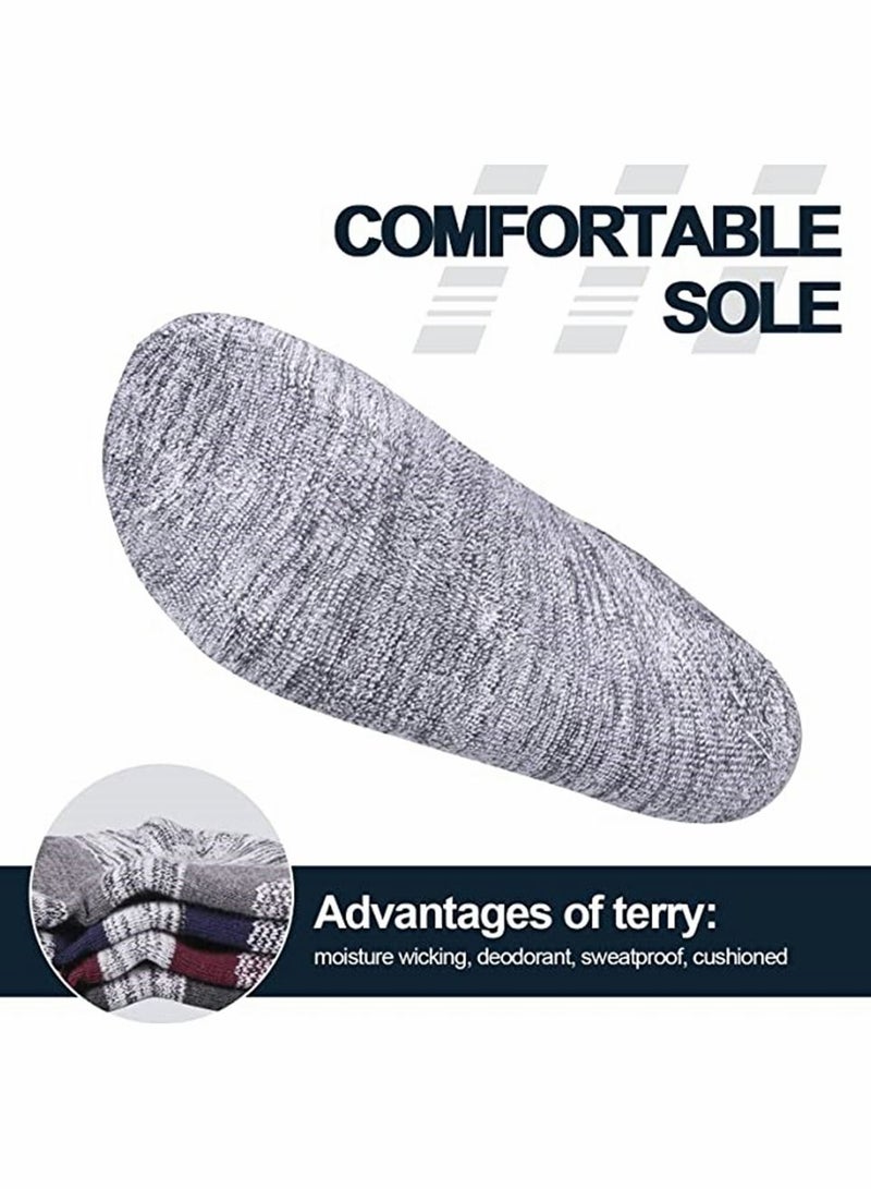 SYOSI 5 Pairs Mens Socks, Men's Wicking Breathable Cushion Comfortable Casual Crew Socks Multi Performance Walking Athletic Socks, Outdoor Hiking Trainer Running Socks (L Size) - Image 2
