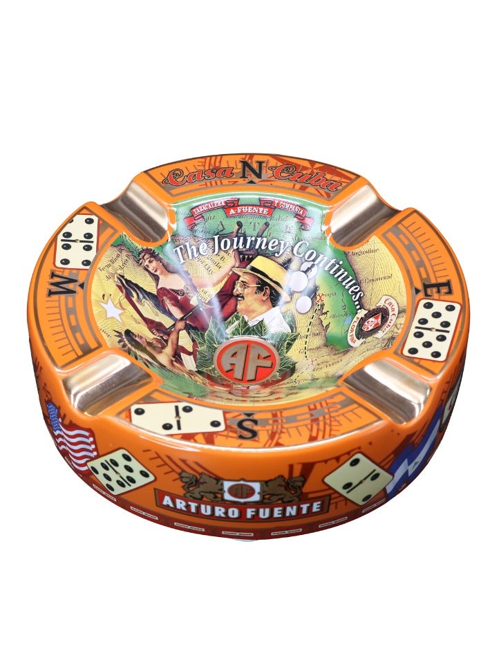 Hemingway Arturo Fuente Special Edition Large Cuba Ceramic Ashtray Four Holder Ashtray Orange - Image 1