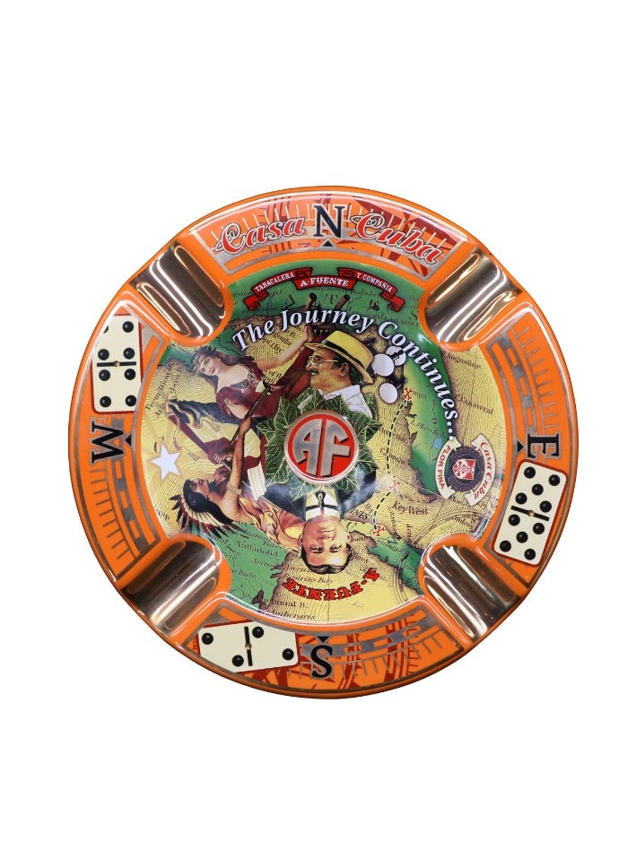 Hemingway Arturo Fuente Special Edition Large Cuba Ceramic Ashtray Four Holder Ashtray Orange - Image 2