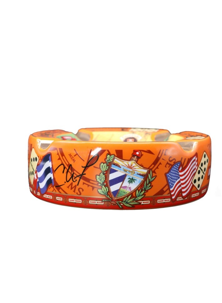 Hemingway Arturo Fuente Special Edition Large Cuba Ceramic Ashtray Four Holder Ashtray Orange - Image 3