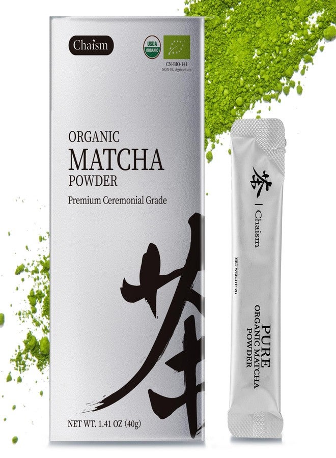 Chaism Ceremonial Grade Matcha Green Tea Powder - Single Serve Packets, Premium First Harvest USDA Organic Gluten-Free Vegan, 100% Pure (20-Packets) - Image 1