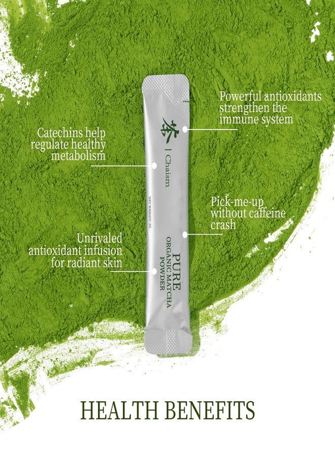 Chaism Ceremonial Grade Matcha Green Tea Powder - Single Serve Packets, Premium First Harvest USDA Organic Gluten-Free Vegan, 100% Pure (20-Packets) - Image 4