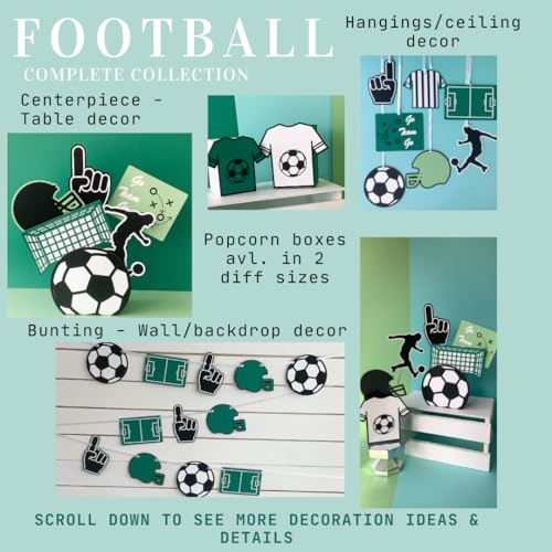 Pinfliers Sports/Soccer/Football Theme Birthday Decoration Items for Boys, Paper Birthday Table Centerpiece Decoration,1 Football Shape Box & 5 Small Cutouts, Center piece Birthday Party Decor, Green - Image 2