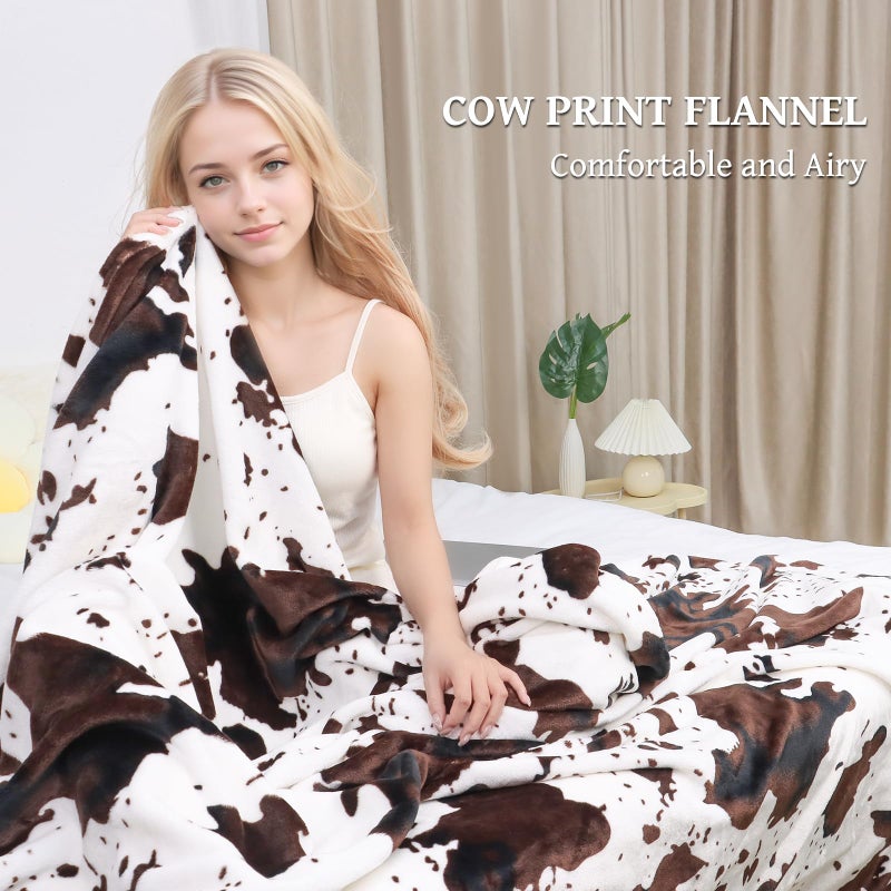 SEEGU Fleece Cow Print Throw  Super Soft Flannel Cozy Fuzzy Cow Blankets for Adults  Lightweight for Couch Sofa Bed Office  Throw Size Warm Plush Blankets for All Season 50""?60"" - Image 2