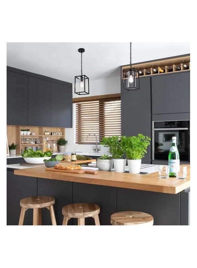 Outdoor Pendant Light,1-Light Indoor Pendant Light,Metal And Glass Hanging Pendant Light Outdoor Porch Light Ceiling Mount Outdoor Chandelier Exterior Hanging Lantern For Front Porch Patio,E27 - Image 2