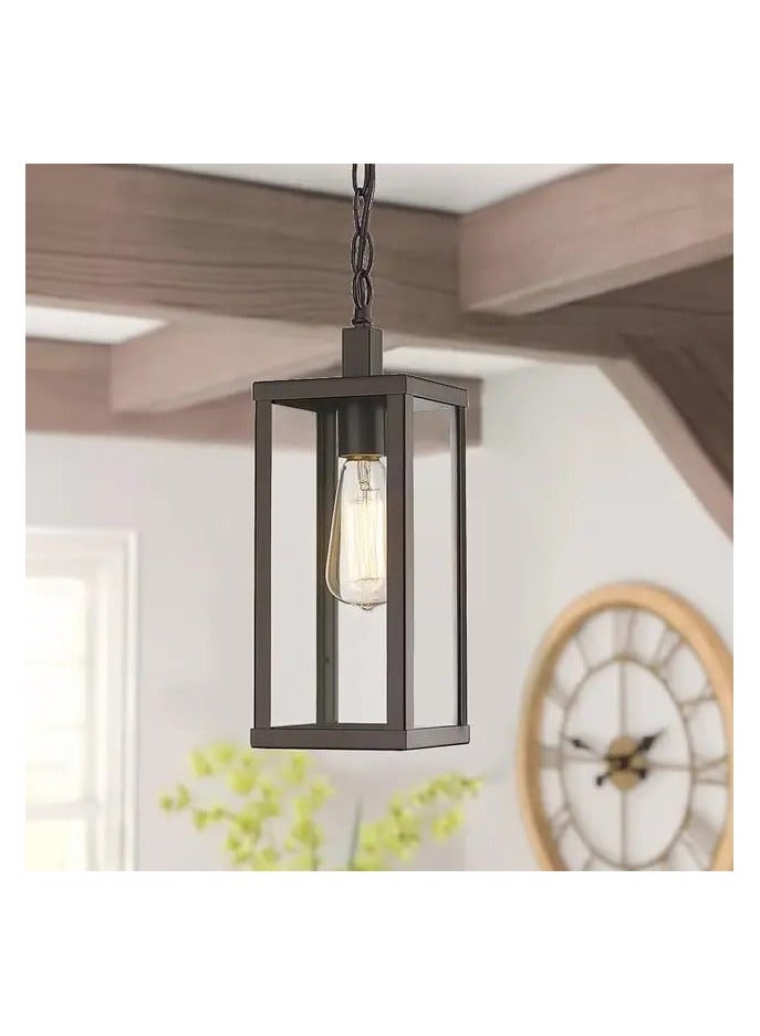 Outdoor Pendant Light,1-Light Indoor Pendant Light,Metal And Glass Hanging Pendant Light Outdoor Porch Light Ceiling Mount Outdoor Chandelier Exterior Hanging Lantern For Front Porch Patio,E27 - Image 4