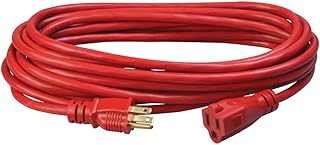 Southwire Coleman Cable 02407 14/3 SJTW Vinyl Outdoor Extension Cord; 25-Foot; Red - Image 1