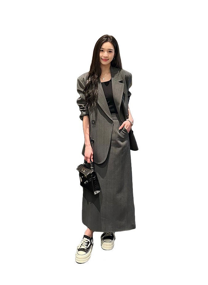 Shougu Casual Women's Suit Jacket Half Skirt Two-piece Set  - Image 1