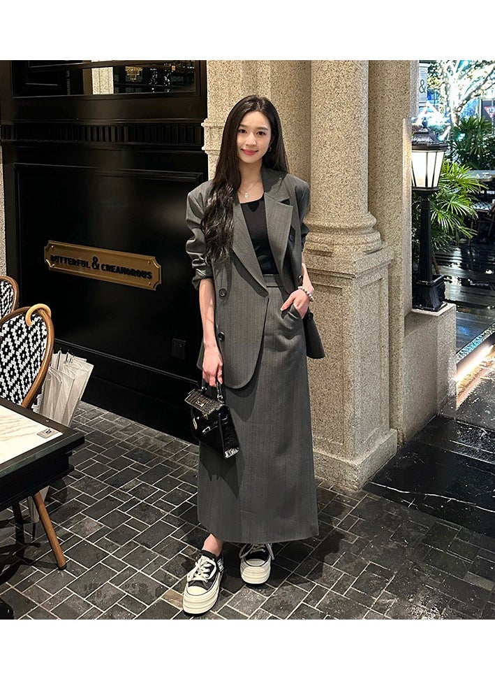 Shougu Casual Women's Suit Jacket Half Skirt Two-piece Set  - Image 2
