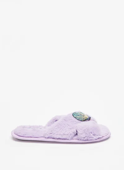 Flora Bella By Shoexpress Womens Sequin Embellished Cross Strap Bedroom Slides