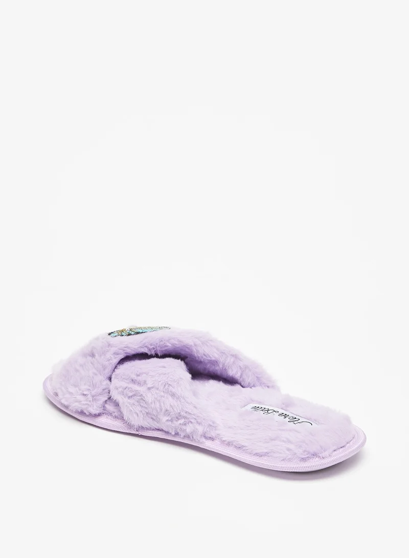 Flora Bella By Shoexpress Womens Sequin Embellished Cross Strap Bedroom Slides