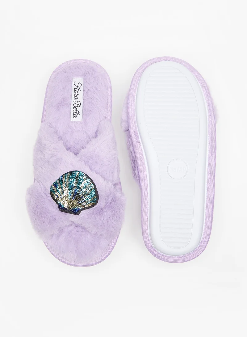 Flora Bella By Shoexpress Womens Sequin Embellished Cross Strap Bedroom Slides