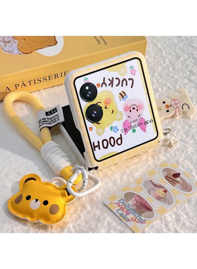 general Cute Case Compatible with  Xiaomi MIX  Flip 2 with Ring Lanyard, Anime Design Funny Cartoon Hinge Protection, Shockproof Protective Case for MIX  Flip 2 for Women - Image 4