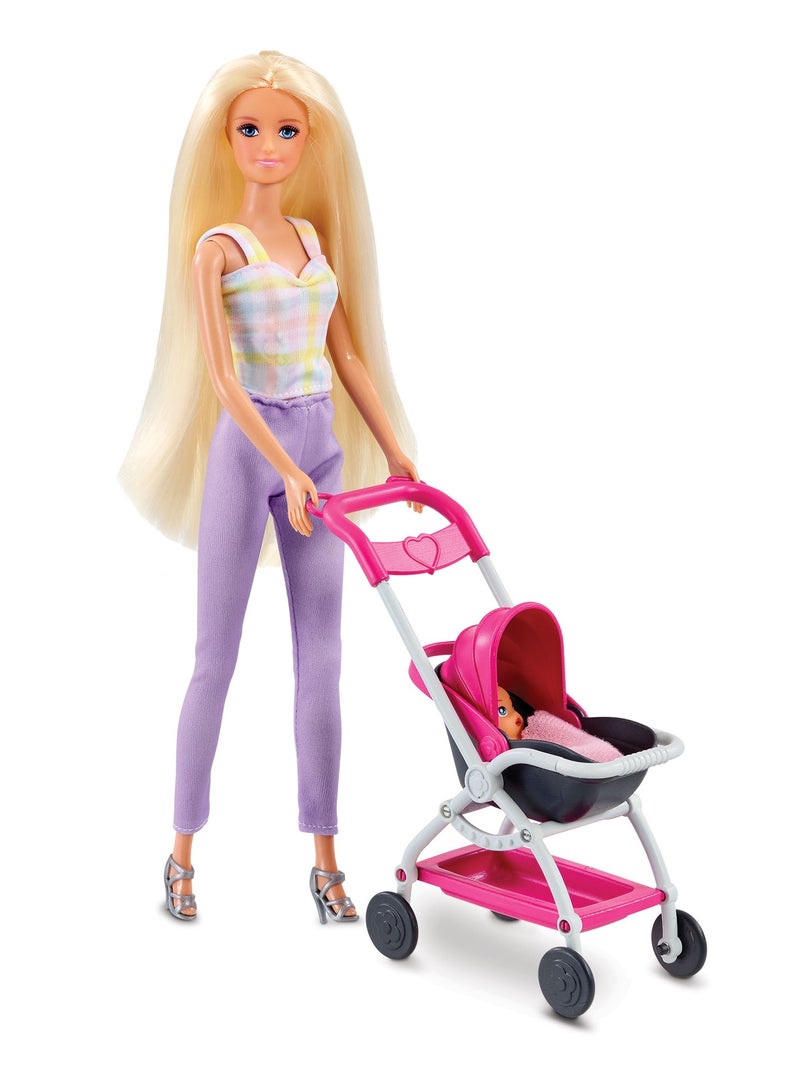 Addo Boulevard Boutique 2-in-1 Stroller Set in Style Fashion Doll with Baby | Dress Up Role Play | Perfect Gift for Girls - Image 1