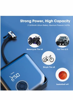 Excefore Tire Inflator Portable Air Compressor 145 PSI Cordless Faster Inflator, Accurate Pressure LCD Display, Easy Operation Pump for Car, Motorcycle, E-Bike, Ball  - Image 4