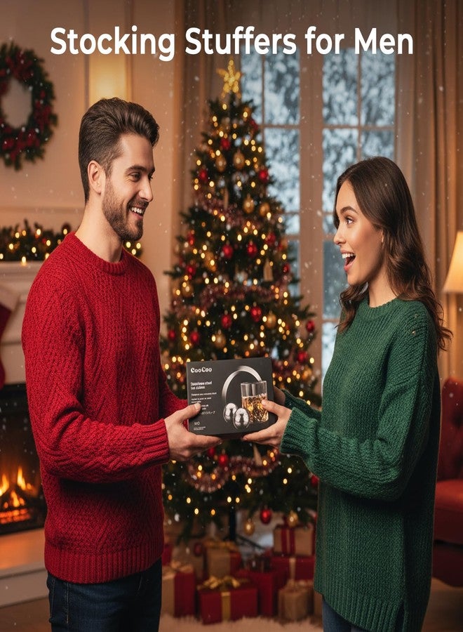 إيوكو مجموعة هدايا EooCoo للرجال، تتضمن 6 قطع من أحجار تبريد الويسكي القابلة لإعادة الاستخدام، ومجموعة كرات ثلج من الفولاذ المقاوم للصدأ للشرب، وهدايا ويسكي بوربون لعيد الميلاد للزوج، والحبيب، والأب، ومحبي البيرة. - Image 2