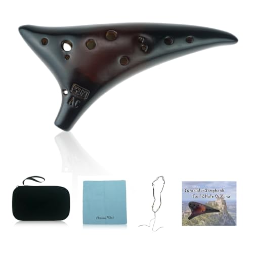 OcarinaWind "Dragon Rythem" 12 Hole Alto C Smoked Straw Fire Ceramic Ocarina,Tenor C Ocarina,Music Instrument Gift Idea - Image 1