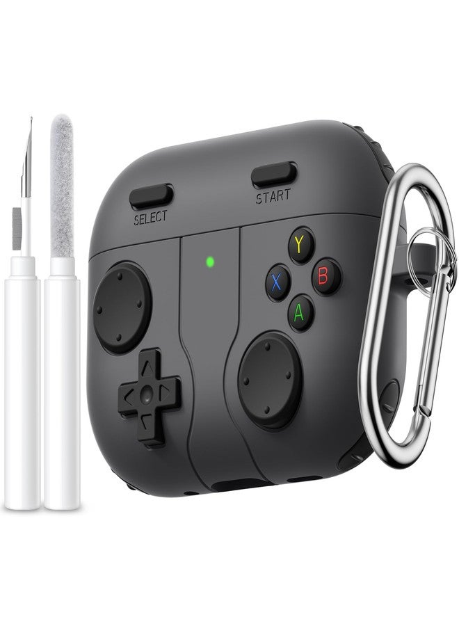 Getino Game Case for AirPods Pro 3 Case 2025, Shockproof Silicone Cover for Apple AirPods Pro 3 - with Cleaner Kit & Keychain, Classic Cool Funny Durable Protective Case for Men Boy-Black - Image 1