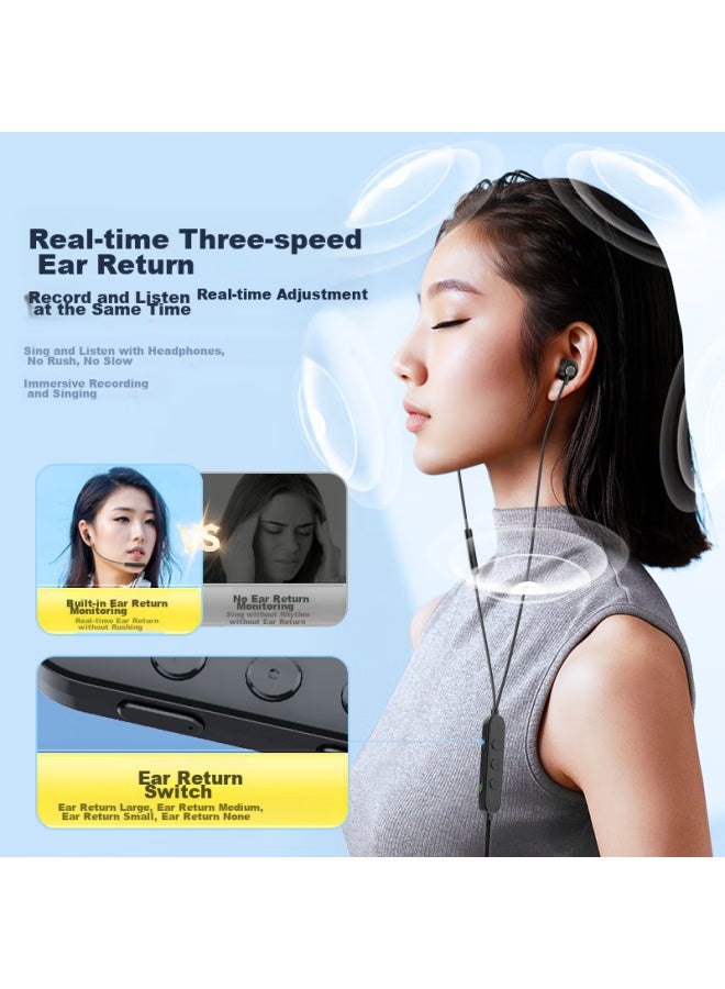 WITGOER Zhiguozhe Karaoke Headphones, Singing All-purpose Mobile Phone Recording Microphone, Two-in Wired With Built-in Professional Sound Card Microphone For Streamers, Type-c - Image 2