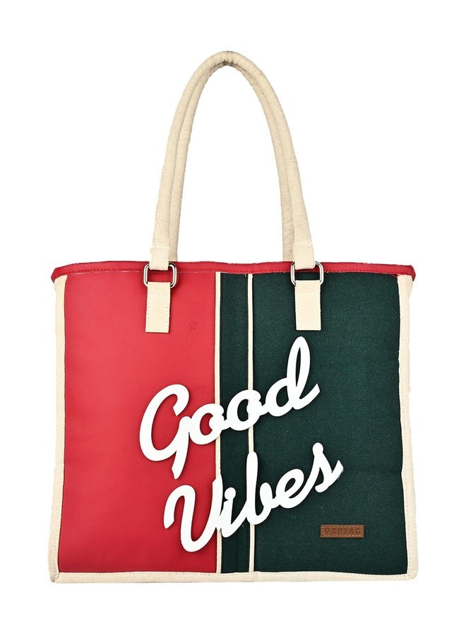 ENSAC Premium Cotton Tote Bag for Women, Stylish Handbag for women with Zip Closure | Fit for Office Bag, College, Travel Use | Handcrafted in India - Image 1