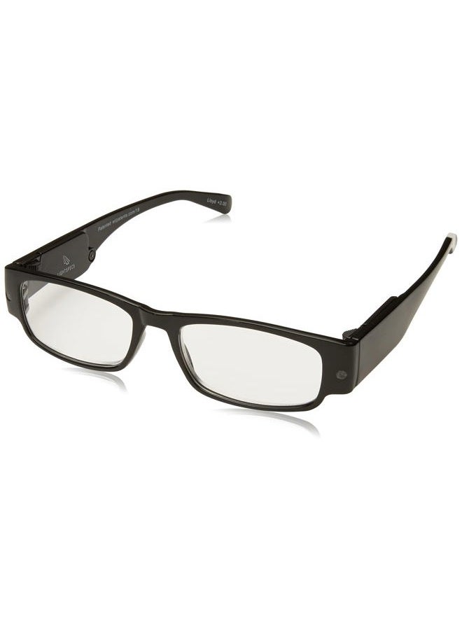 Foster Grant Lloyd Lightspecs Lighted Reading Glasses, Black/Transparent, 59 mm - Image 1