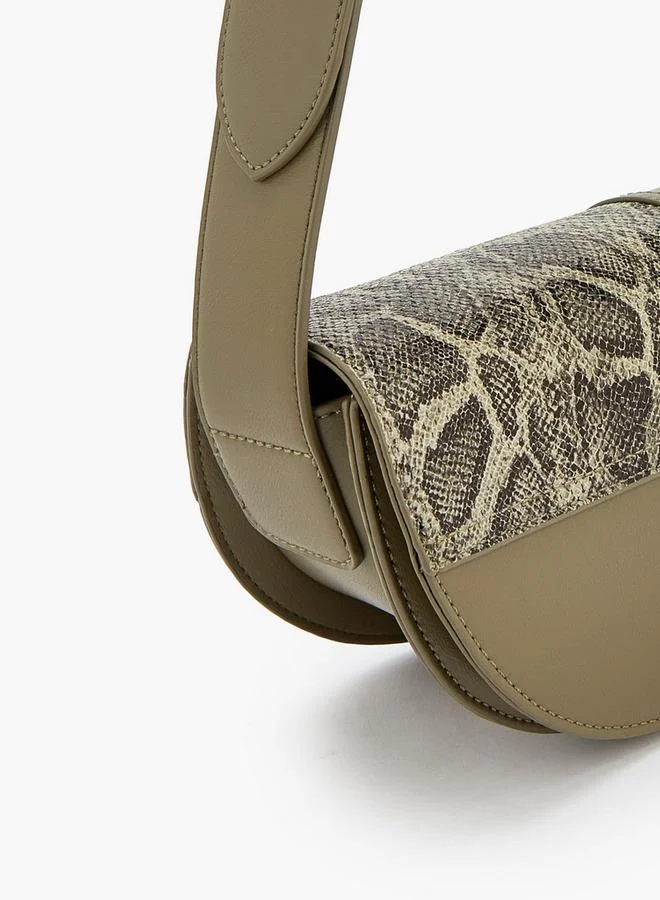 Celeste KHAKI Textured Crossbody Bag With Zip Closure for Women | Best Price UAE