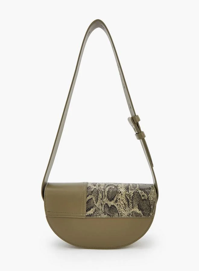 Celeste KHAKI Textured Crossbody Bag With Zip Closure for Women | Best Price UAE