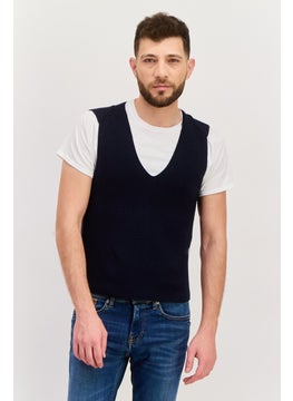 Men V-Neck Sleeveless Knitted Sweater Vest, Navy Blue - pzsku/ZBF2418560DB0DFB54FE8Z/45/_/1737642284/c969e0e0-38ad-433e-bb73-26bb77fab55b