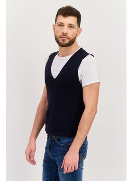 Men V-Neck Sleeveless Knitted Sweater Vest, Navy Blue - pzsku/ZBF2418560DB0DFB54FE8Z/45/_/1737642285/73638750-71b8-4381-8ae0-ed1b07e8db34