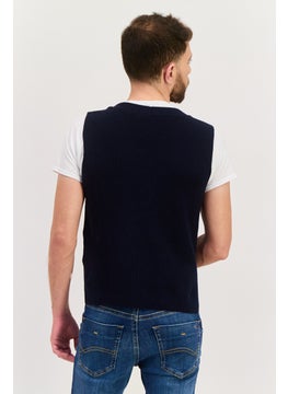 Men V-Neck Sleeveless Knitted Sweater Vest, Navy Blue - pzsku/ZBF2418560DB0DFB54FE8Z/45/_/1737642287/18447e44-68cf-4c32-9cc7-5fdecb7b4af2