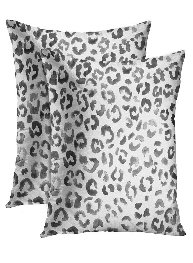 Emvency Set of 2 Throw Pillow Cover Leopard Print Pattern Black Watercolor Hand Paint Decorative Pillow Case Animal Home Decor Square 20 x 20 Inch Cushion Pillowcase - Image 1
