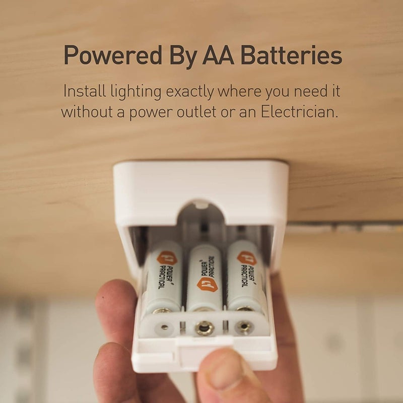 Power Practical Luminoodle Click AA Battery Operated LED Push Lights - 36 Inches, Wireless Adhesive String Tap Lights, Daylight White (5000K) - Image 5