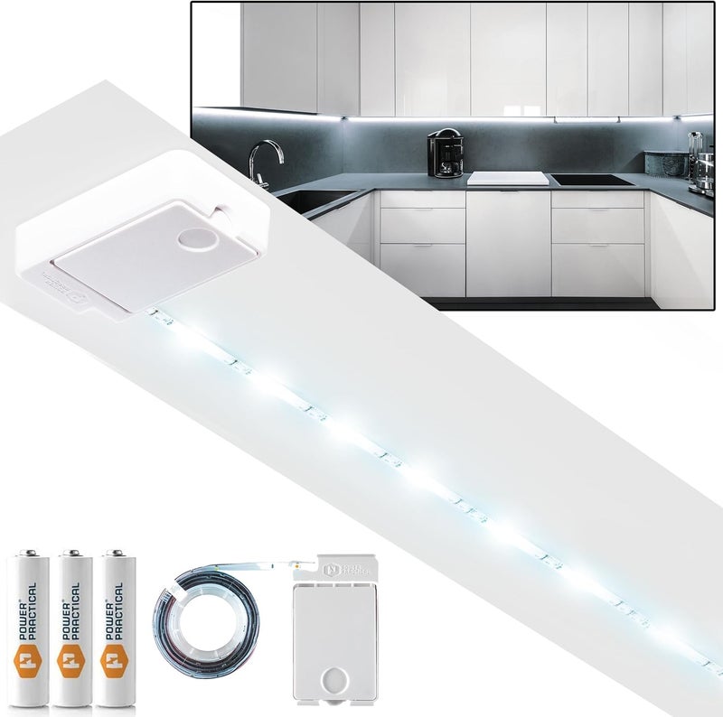 Power Practical Luminoodle Click AA Battery Operated LED Push Lights - 36 Inches, Wireless Adhesive String Tap Lights, Daylight White (5000K) - Image 1