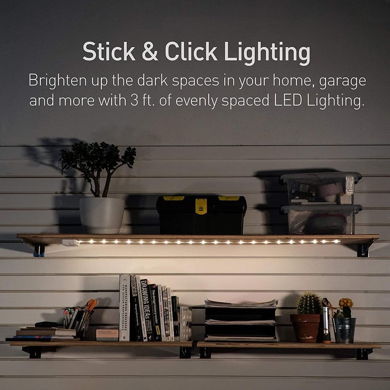 Power Practical Luminoodle Click AA Battery Operated LED Push Lights - 36 Inches, Wireless Adhesive String Tap Lights, Daylight White (5000K) - Image 2