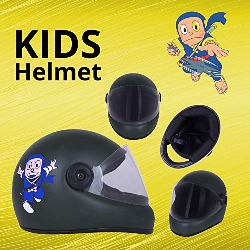 Western Era Stylish Cartoon Character Sticker Full Face Helmet for Kids || Baby Safety and Comfort || (3-12 Years) (Free, Green Matte) (Non-Motorized) - Image 4
