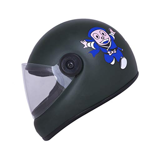Western Era Stylish Cartoon Character Sticker Full Face Helmet for Kids || Baby Safety and Comfort || (3-12 Years) (Free, Green Matte) (Non-Motorized) - Image 1