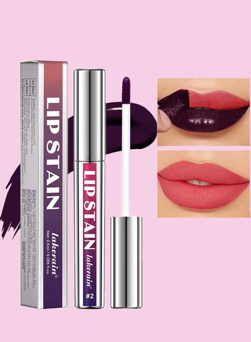 lakerain صبغة شفاه قابلة للإزالة تدوم طويلاً صبغة شفاه قابلة للإزالة تينت شفاه مقاوم للماء محدد شفاه قابل للإزالة صبغة محدد شفاه مكياج أحمر شفاه سائل غير لامع لمعة شفاه قابلة للإزالة تينت شفاه أحمر شفاه غير لامع 2.5 مل 02 - Image 1