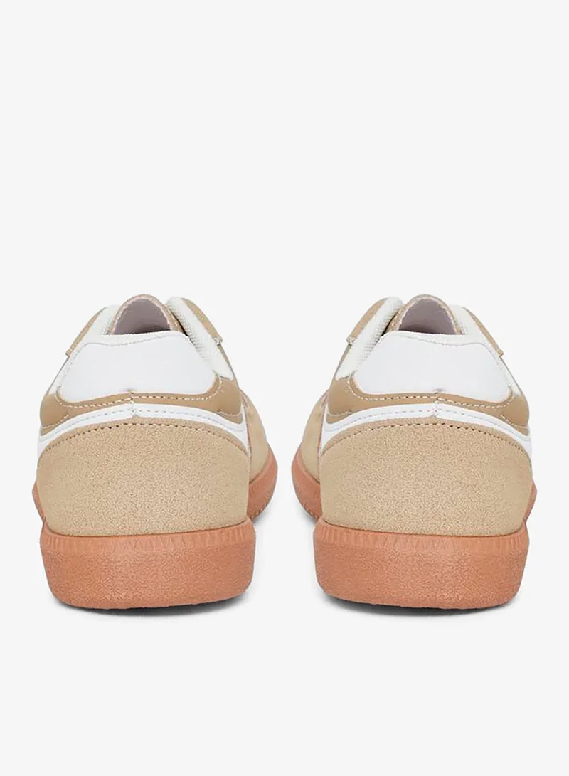 Styli Active Beige Striped Laced Up Sneakers for Women | Best Price UAE