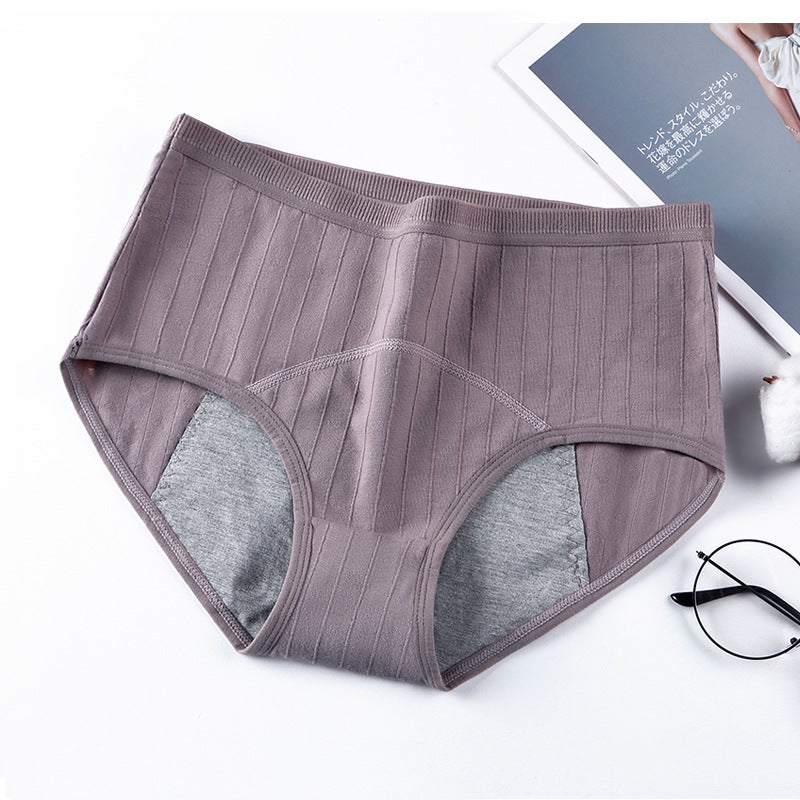 Plus Size Leakproof Cotton Period Panties Gray purple - Image 1