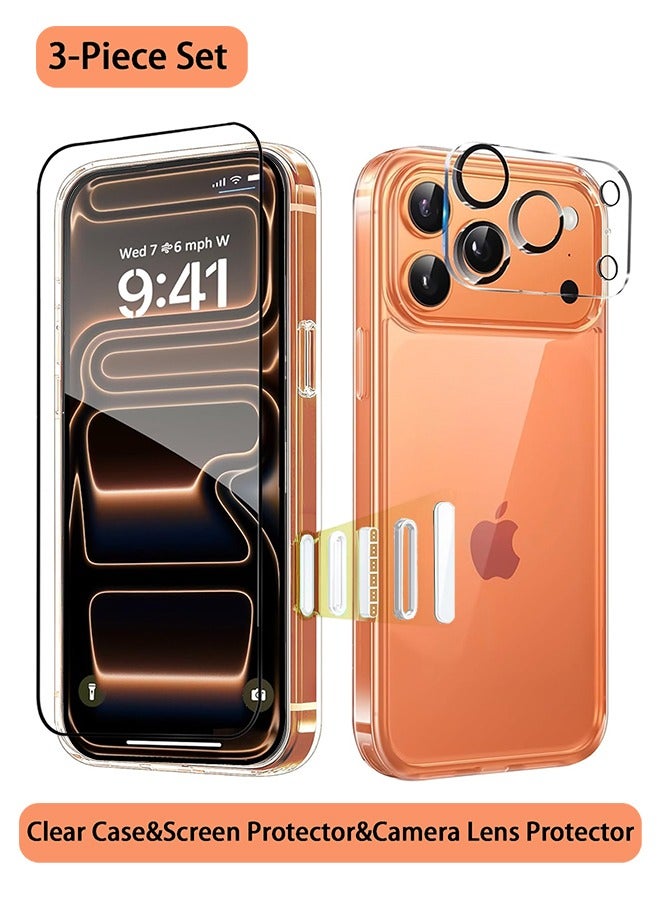 3 in 1 for iPhone 17 Pro Max Case Clear, with Screen Protector  Camera Lens Protector  ,Camera Control, Military-Grade Protection, Ultra Clear, Shockproof iPhone Cover, Slim Case Cover for 17 Pro Ma