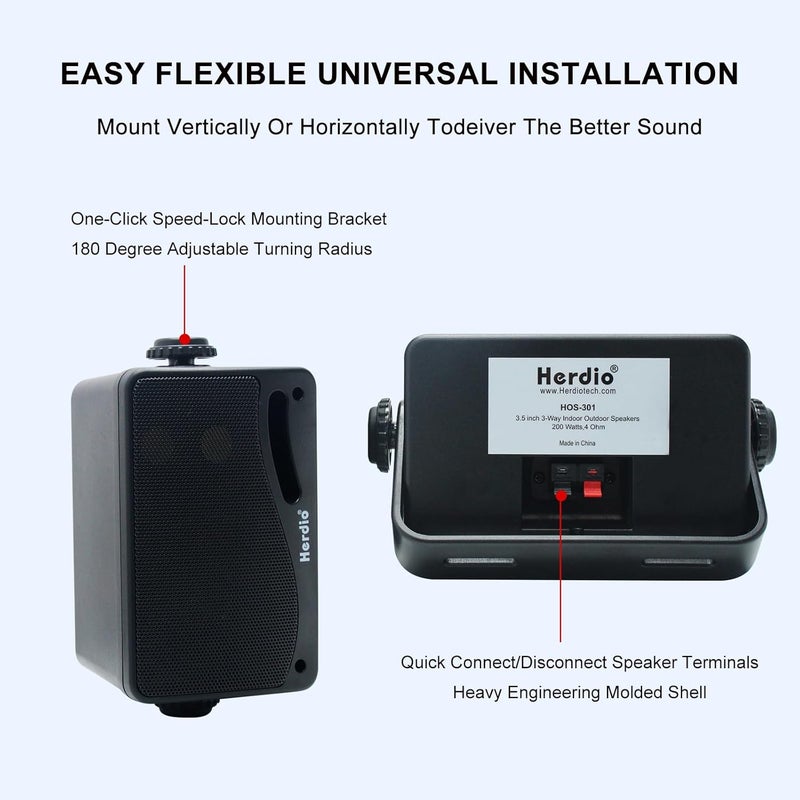 Herdio 3.5 inches 3 Way Passive Outdoor Speakers - Image 4