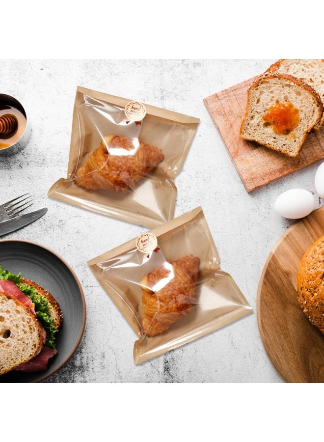 100 Pack Cookie Packaging Bags with stikers, 20x18.5 CM Paper Bakery Bags with Window, Cookie Bag for Party Favors, Snacks, Treats, Bread Baked Goods Packaging,Donut,Baked Treat - Image 4