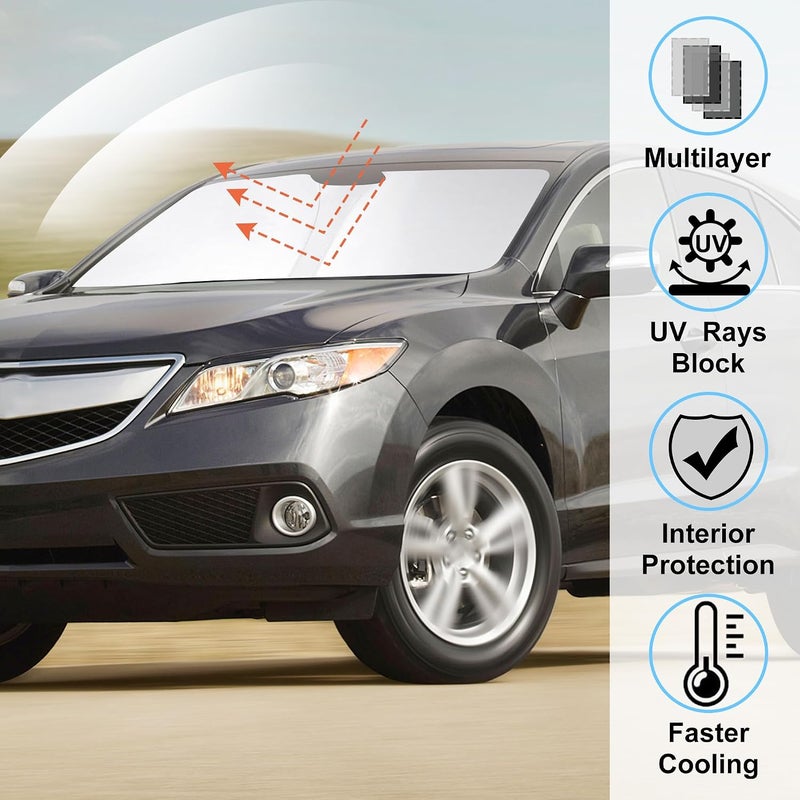 LHFLIVE Windshield Sun Shade Custom Fit for 2013-2018 Acura RDX Accessories Foldable Window Sunshade Sun Blocker Protect Car from Sun Rays & Heat Damage Keeps Car Cooler - Image 2