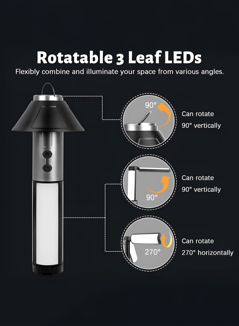 توشيونيكس فانوس تخييم قابل للطي، قابل لإعادة الشحن ببطارية 3000 مللي أمبير، مصباح خيمة LED تلسكوبي بثلاثة ألواح دوارة، فانوس خارجي محمول مقاوم للماء، مصباح يدوي وضوء طوارئ SOS للتخييم والمشي لمسافات طويلة وصيد الأسماك وانقطاع التيار الكهربائي T114720 - Image 5