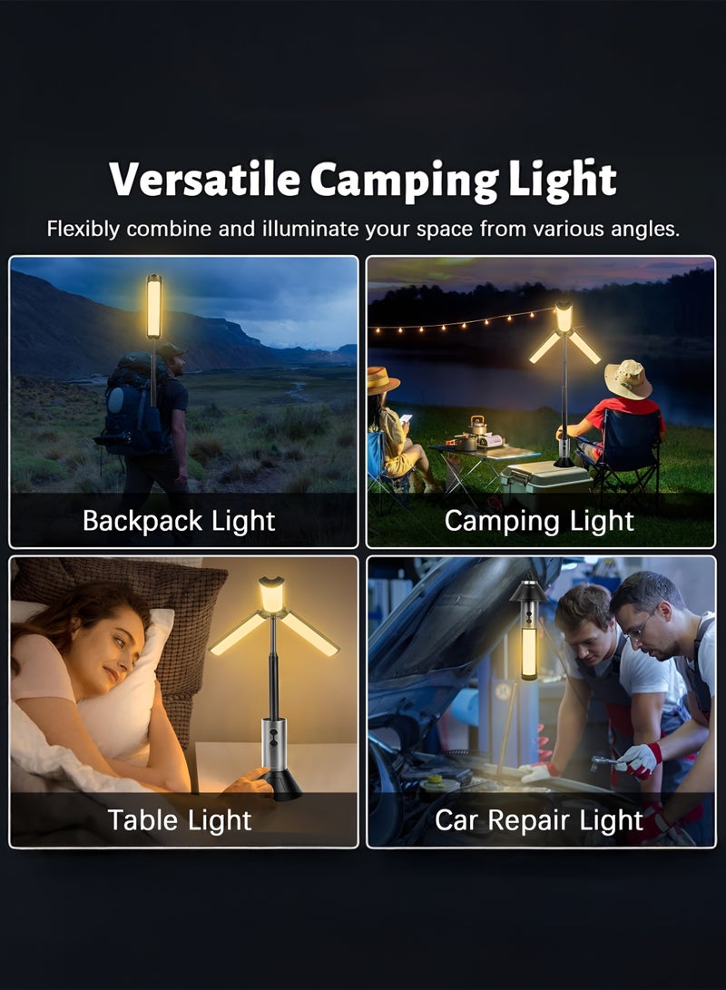 توشيونيكس فانوس تخييم قابل للطي، قابل لإعادة الشحن ببطارية 3000 مللي أمبير، مصباح خيمة LED تلسكوبي بثلاثة ألواح دوارة، فانوس خارجي محمول مقاوم للماء، مصباح يدوي وضوء طوارئ SOS للتخييم والمشي لمسافات طويلة وصيد الأسماك وانقطاع التيار الكهربائي T114720 - Image 4