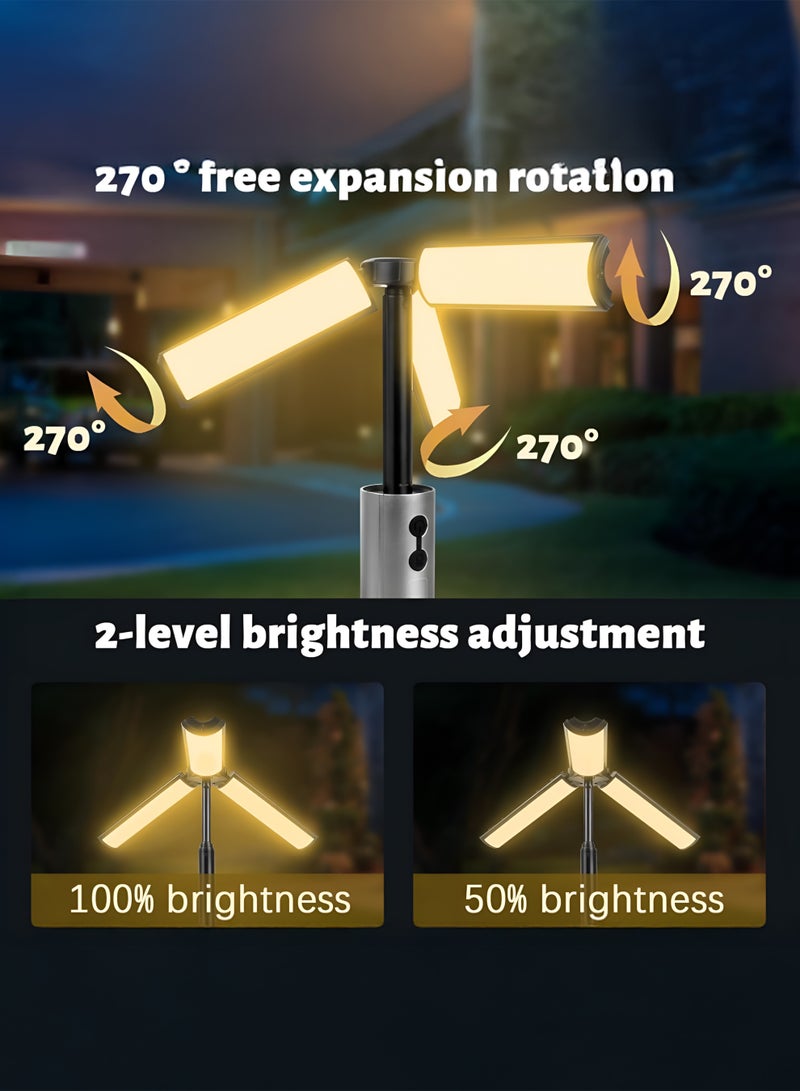 توشيونيكس فانوس تخييم قابل للطي، قابل لإعادة الشحن ببطارية 3000 مللي أمبير، مصباح خيمة LED تلسكوبي بثلاثة ألواح دوارة، فانوس خارجي محمول مقاوم للماء، مصباح يدوي وضوء طوارئ SOS للتخييم والمشي لمسافات طويلة وصيد الأسماك وانقطاع التيار الكهربائي T114720 - Image 2