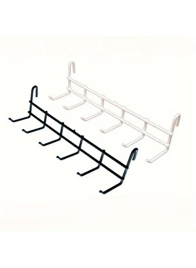 Black Wall Mounted Metal Storage Rack 6 Hooks For Kitchen Pots Pans Utensils - Image 2