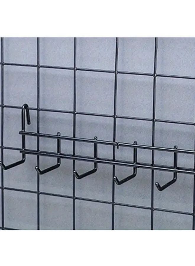 Black Wall Mounted Metal Storage Rack 6 Hooks For Kitchen Pots Pans Utensils - Image 1