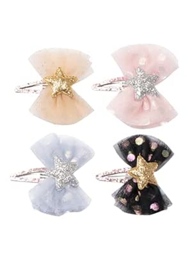 4Pcs Polka Dot Mesh Star Hairpins Soft Tulle Bow Knot Barrettes Hair Clips Set - Image 1